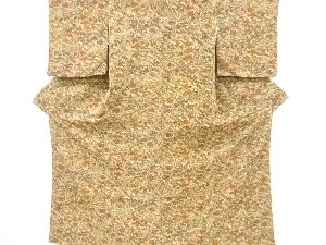 リサイクル　縮緬地草木染流水に草花模様小紋着物